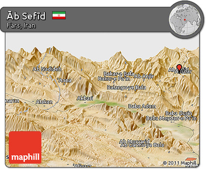 Satellite Panoramic Map of Āb Sefīd