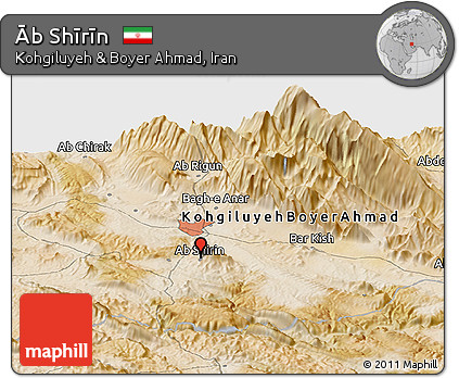Satellite Panoramic Map of Āb Shīrīn