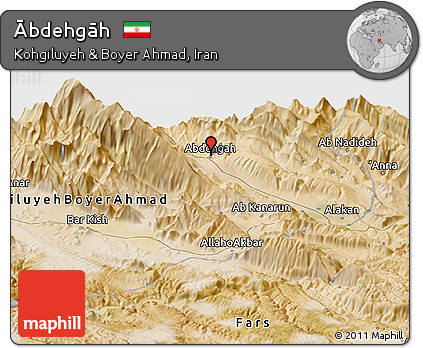 Satellite Panoramic Map of Ābdehgāh