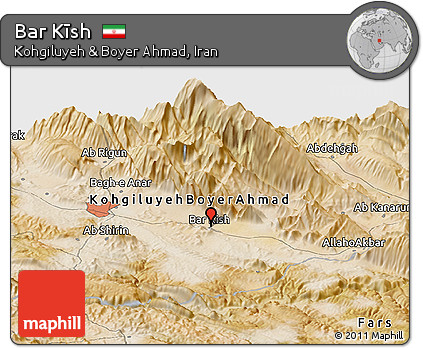 Satellite Panoramic Map of Bar Kīsh