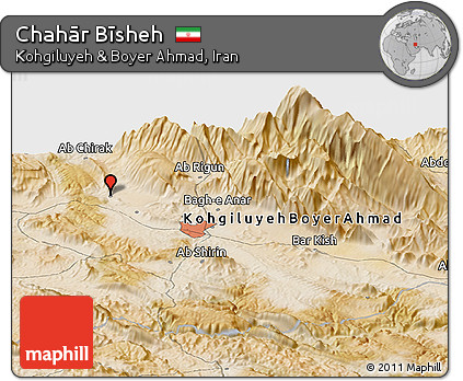 Satellite Panoramic Map of Chahār Bīsheh