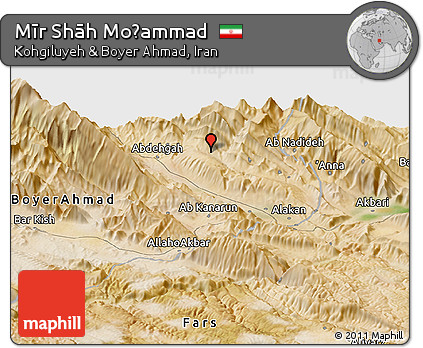 Satellite Panoramic Map of Mīr Shāh Moḩammad