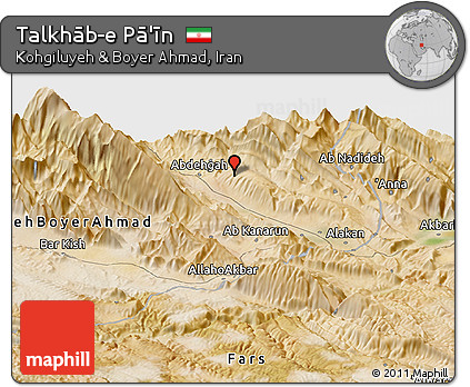 Satellite Panoramic Map of Talkhāb-e Pā'īn