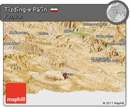 Satellite Panoramic Map of Tīzdīng-e Pā'īn