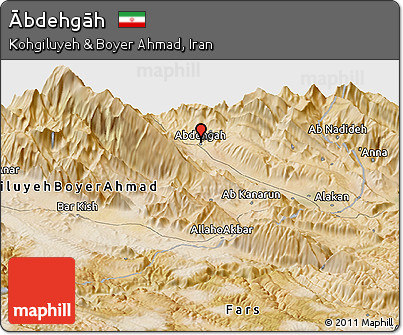 Satellite Panoramic Map of Ābdehgāh