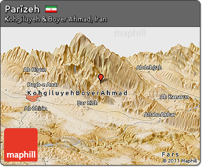 Satellite Panoramic Map of Parīzeh