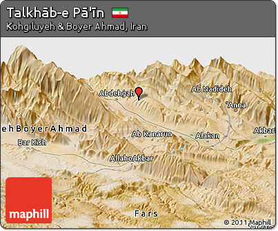 Satellite Panoramic Map of Talkhāb-e Pā'īn