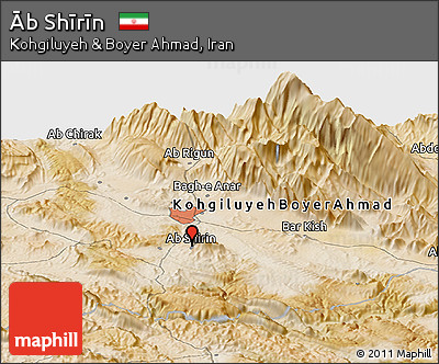 Satellite Panoramic Map of Āb Shīrīn