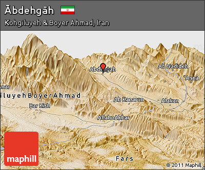 Satellite Panoramic Map of Ābdehgāh