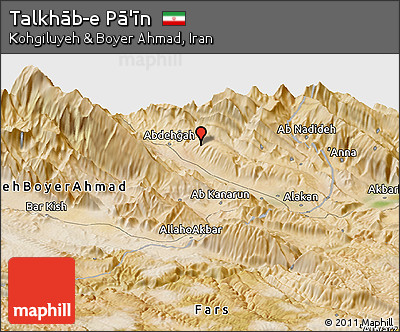 Satellite Panoramic Map of Talkhāb-e Pā'īn