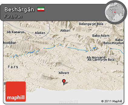 Shaded Relief Panoramic Map of Beshārgān