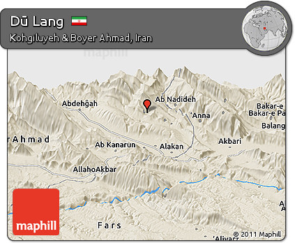 Shaded Relief Panoramic Map of Dū Lang