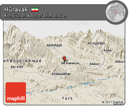Shaded Relief Panoramic Map of Hūravak