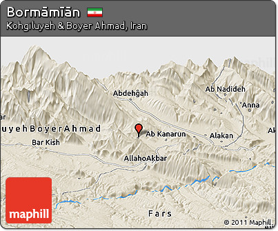Shaded Relief Panoramic Map of Bormāmīān