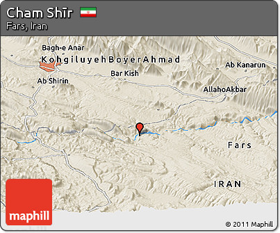 Shaded Relief Panoramic Map of Cham Shīr