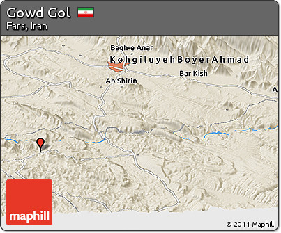 Shaded Relief Panoramic Map of Gowd Gol