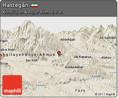 Shaded Relief Panoramic Map of Hastegān