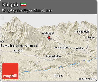 Shaded Relief Panoramic Map of Kalgah