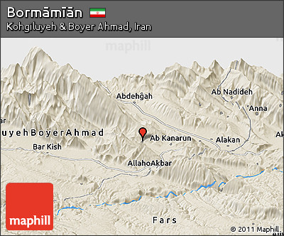 Shaded Relief Panoramic Map of Bormāmīān