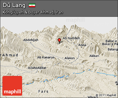 Shaded Relief Panoramic Map of Dū Lang