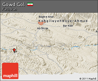 Shaded Relief Panoramic Map of Gowd Gol