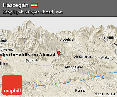 Shaded Relief Panoramic Map of Hastegān