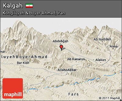 Shaded Relief Panoramic Map of Kalgah