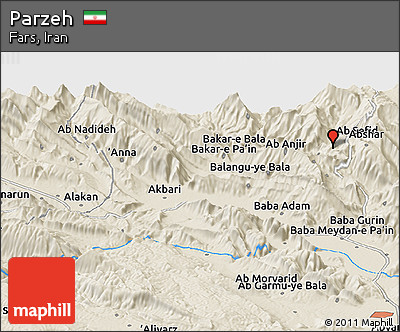 Shaded Relief Panoramic Map of Parzeh