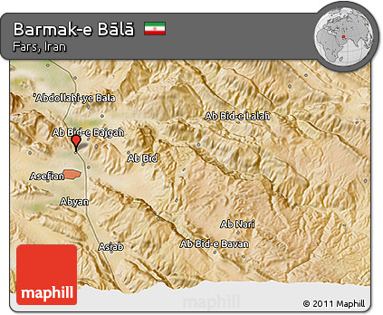 Satellite 3D Map of Barmak-e Bālā