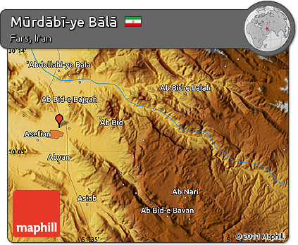 Physical Map of Mūrdābī-ye Bālā
