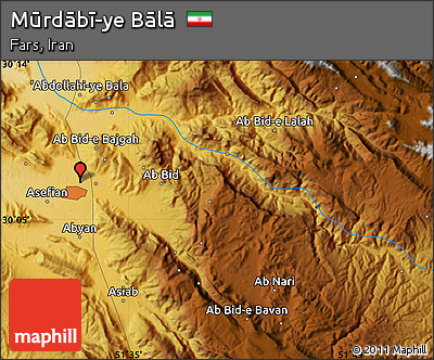 Physical Map of Mūrdābī-ye Bālā