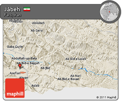 Shaded Relief Panoramic Map of Jābeh
