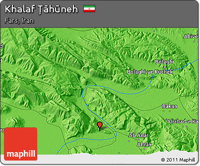 Political 3D Map of Khalaf Ţāhūneh