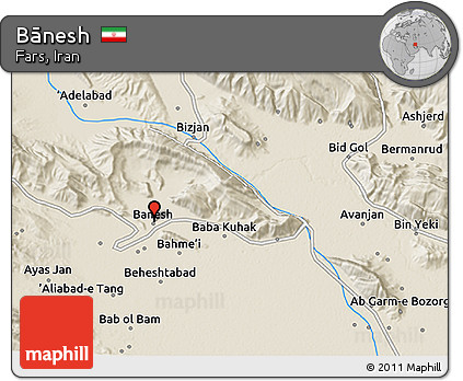 Shaded Relief 3D Map of Bānesh