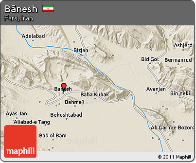 Shaded Relief 3D Map of Bānesh