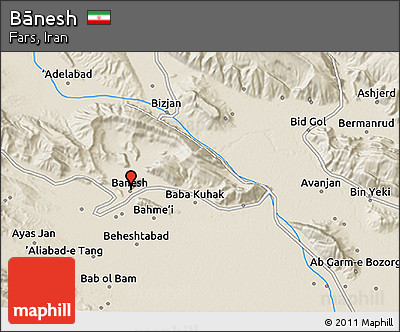 Shaded Relief 3D Map of Bānesh