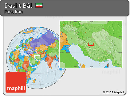 Political Location Map of Dasht Bāl