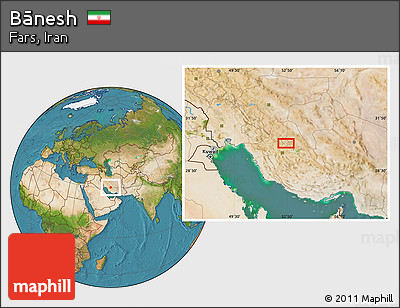 Satellite Location Map of Bānesh