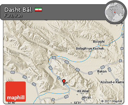 Shaded Relief Map of Dasht Bāl