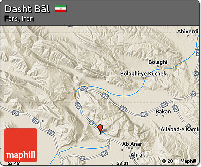 Shaded Relief Map of Dasht Bāl