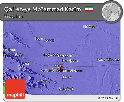 Political 3D Map of Qal`eh-ye Moḩammad Karīm