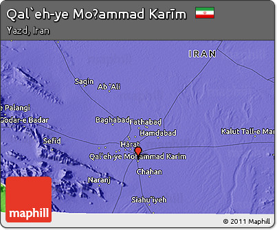 Political 3D Map of Qal`eh-ye Moḩammad Karīm
