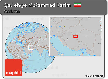 Gray Location Map of Qal`eh-ye Moḩammad Karīm