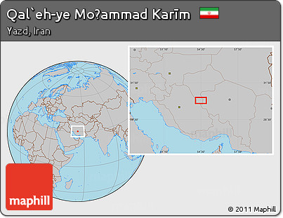 Gray Location Map of Qal`eh-ye Moḩammad Karīm