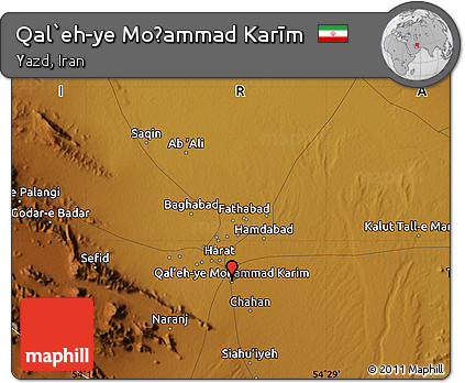 Physical Map of Qal`eh-ye Moḩammad Karīm