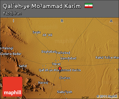 Physical Map of Qal`eh-ye Moḩammad Karīm