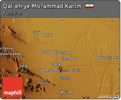 Physical Map of Qal`eh-ye Moḩammad Karīm