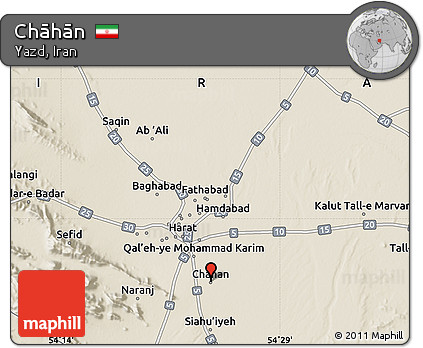 Shaded Relief Map of Chāhān