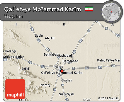 Shaded Relief Map of Qal`eh-ye Moḩammad Karīm