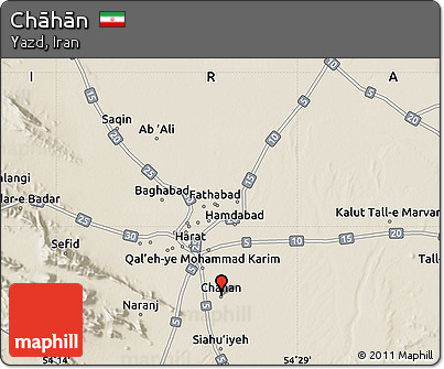 Shaded Relief Map of Chāhān